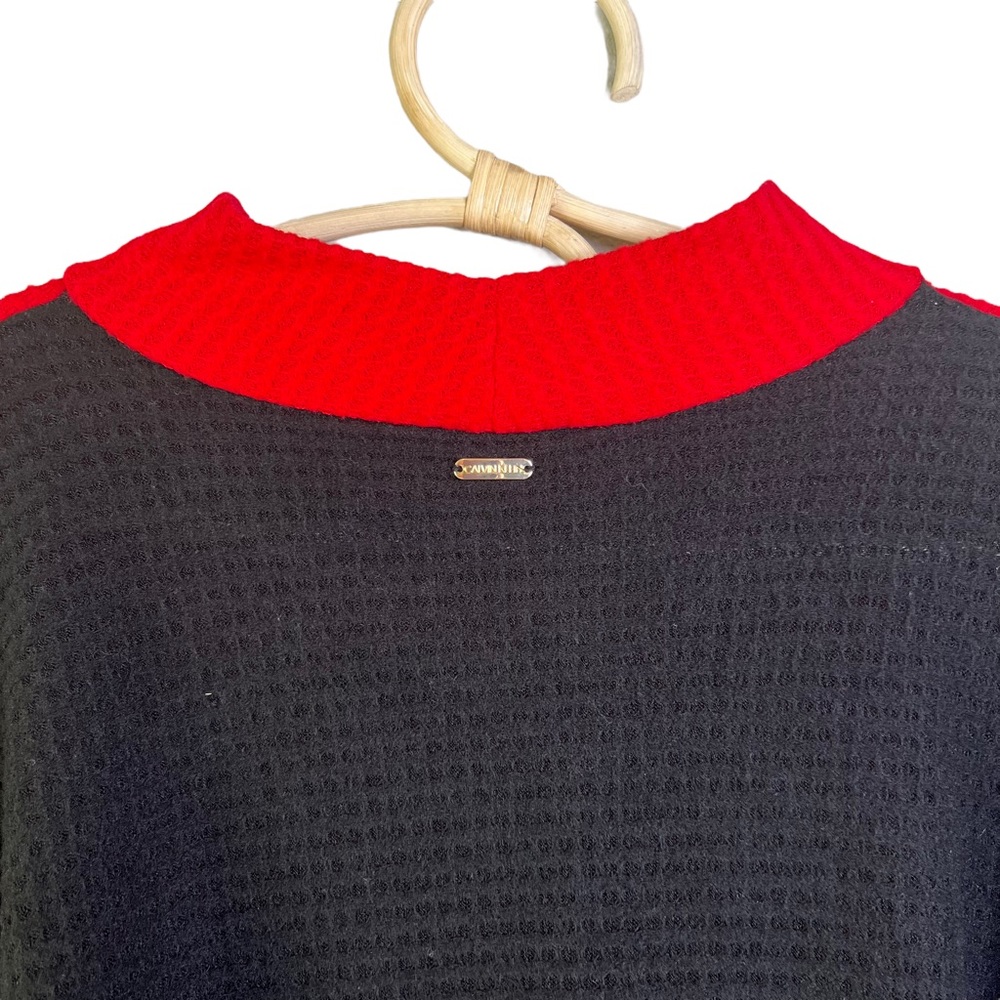 Calvin Klein Mockneck Colorblock Waffle Knit Top Size 2X Plus - Picture 3 of 16
